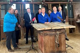 Climate Change Minister Simon Watts (front right) alongside Agriculture Minister Todd McLay announcing the controversial new methane target on Sunday. Climate Change Minister Simon Watts (front right) alongside Agriculture Minister Todd McLay announcing the controversial new methane target on Sunday.